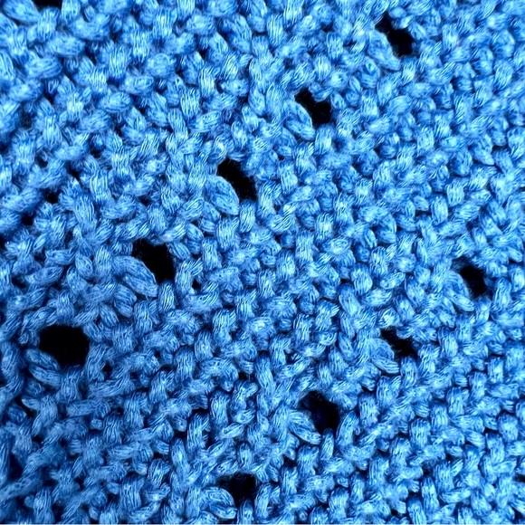 NWT EXPRESS Open Stitch Double V-Neck Dolman Sleeve Sweater, Blue color, XS size - Picture 12 of 13